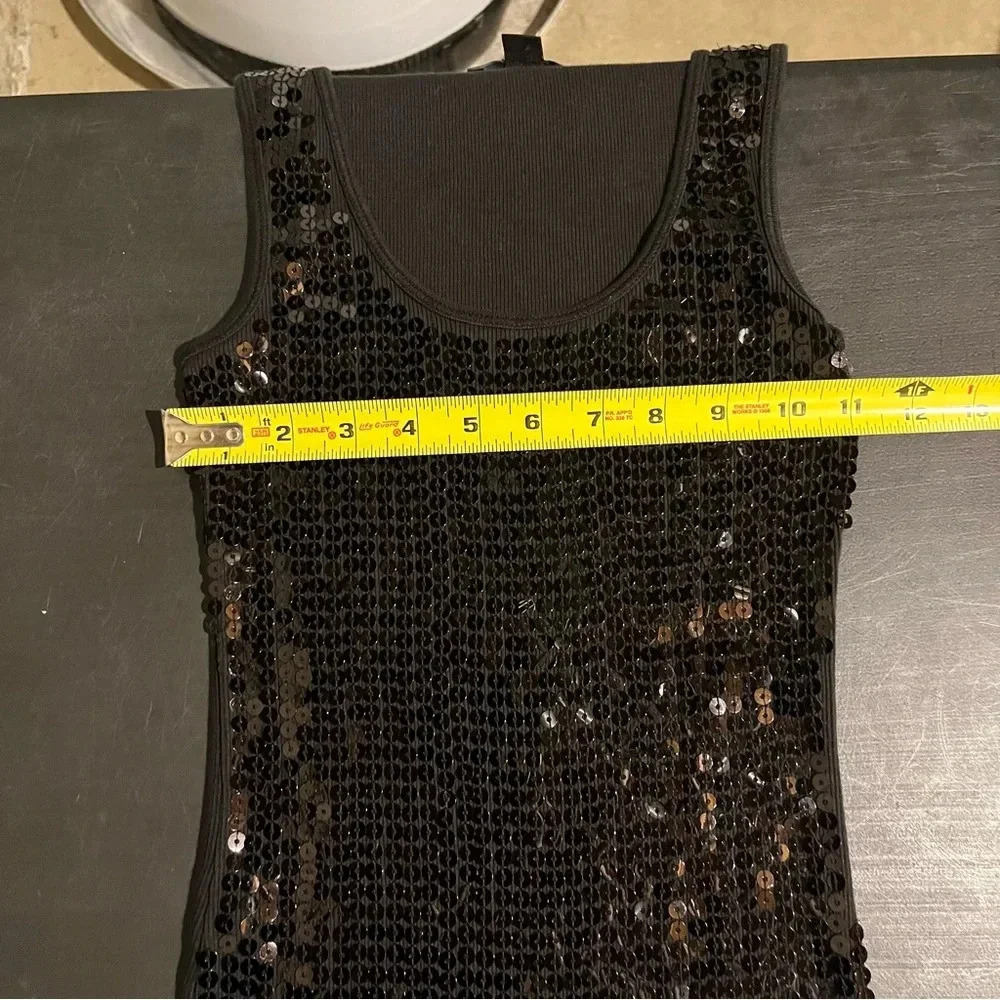 Express Black sequin Tank Top Sexy Women’s Size Small S Stretch - Picture 7 of 8